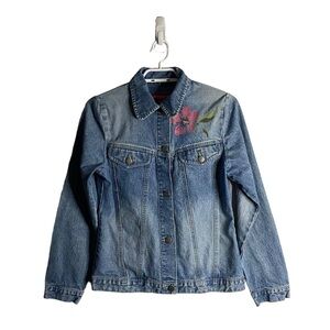 Jackpot by Carli Gry Youth Girls Floral Graphic Print Denim Jacket